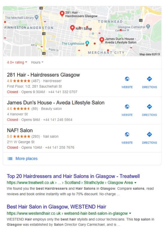 Salon Business Listing Google