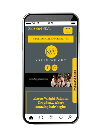 salon website prices mobile