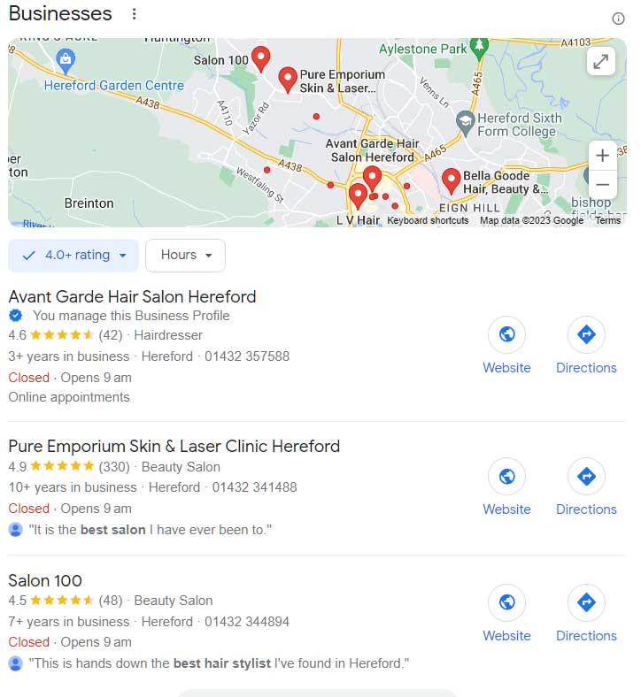 Salon Google Profile optimisation