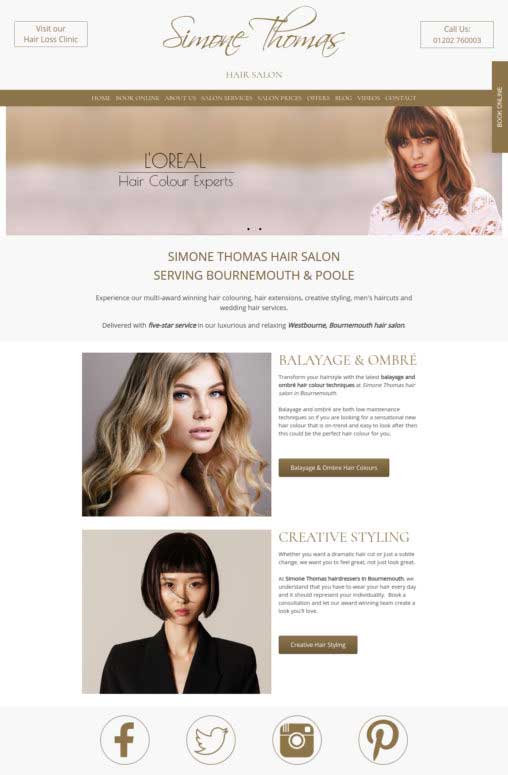 Simone Thomas Hair salon website