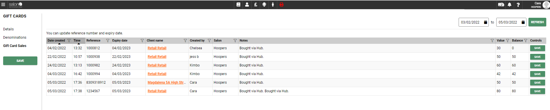 date range date range