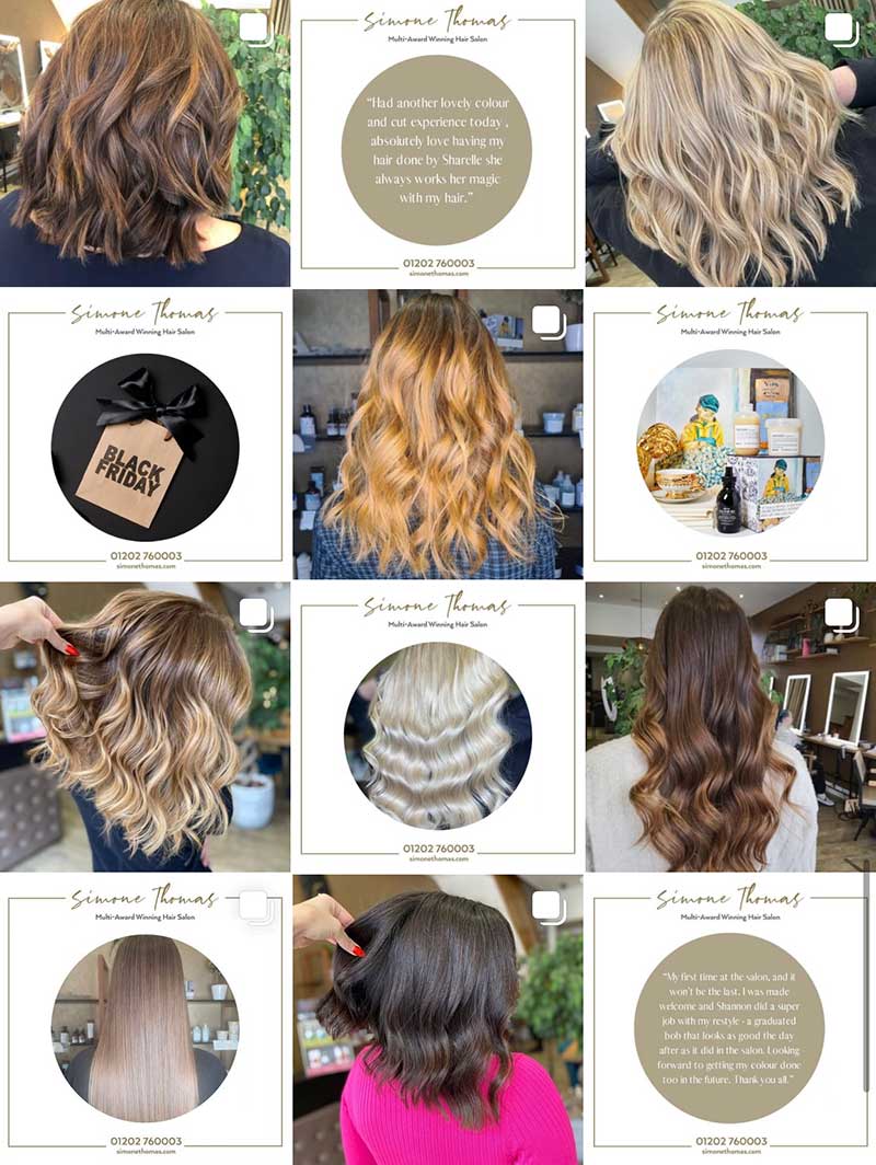 Salon Instagram grid Salon Instagram grid