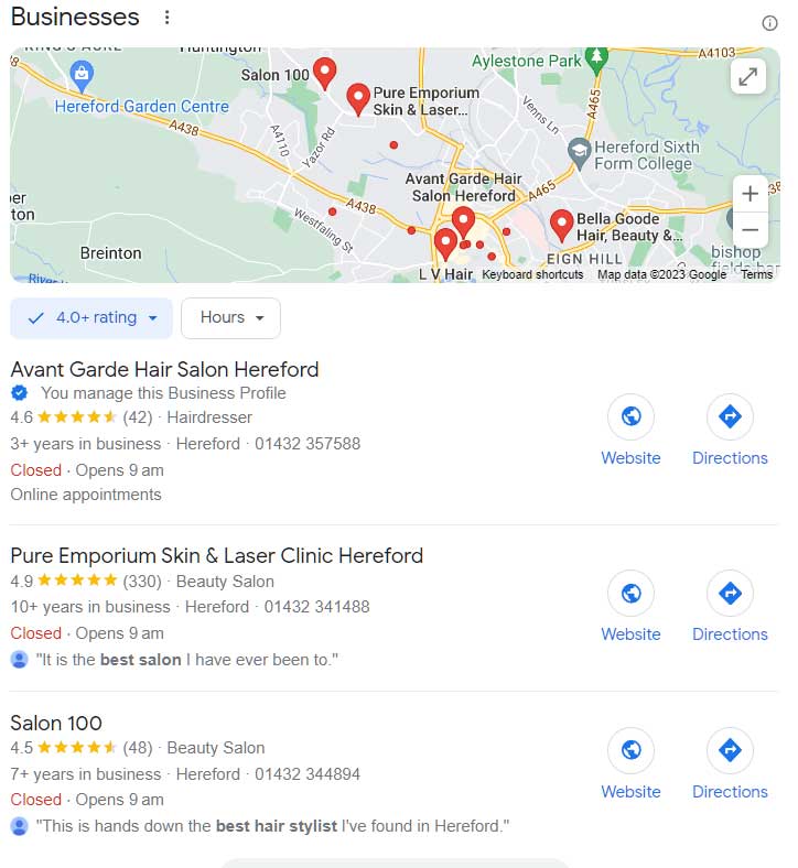 Salon Google Profile optimisation Salon Google Profile optimisation
