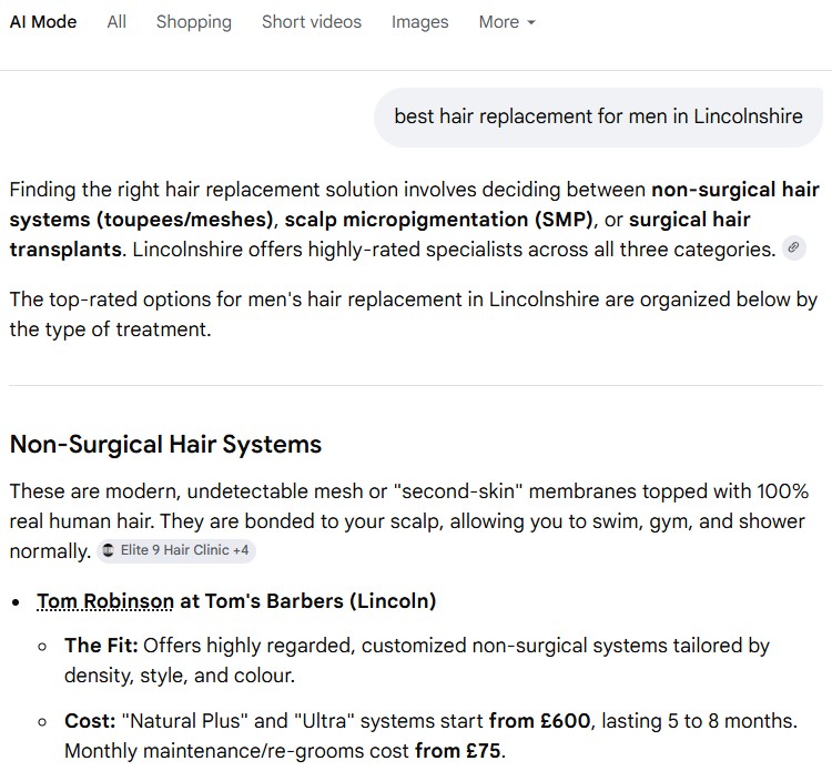 Google search results for Toms Barbers in Lincoln Google search results for Toms Barbers in Lincoln