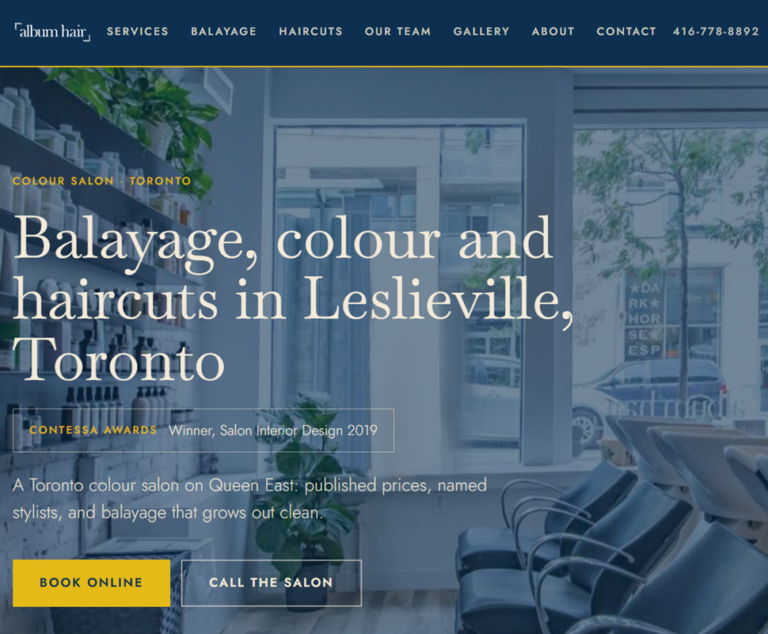 best hair salon website examples in US and Canada